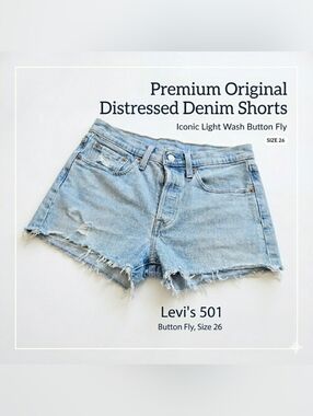Levi’s 501 Original High Rise Denim Shorts - Tango Light - Size 26